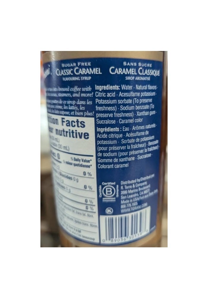 Torani Sugar Free Classic Caramel Syrup - 750 ml - Image 2